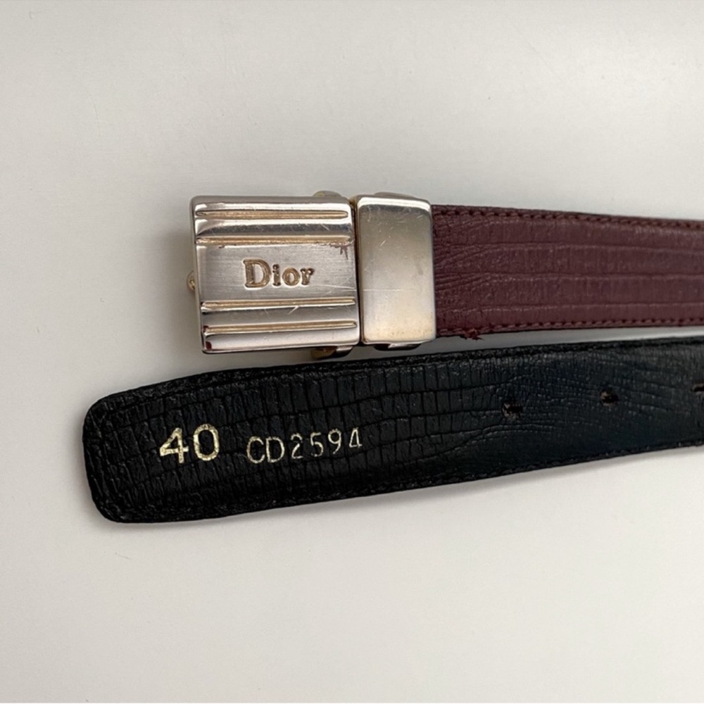 Christian Dior Vintage Double Sided Belt Black Leather with Silver Buckle - Picture 2 of 9